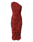 Dolce & Gabbana Red Leopard Print Nylon Sheath Midi Dress