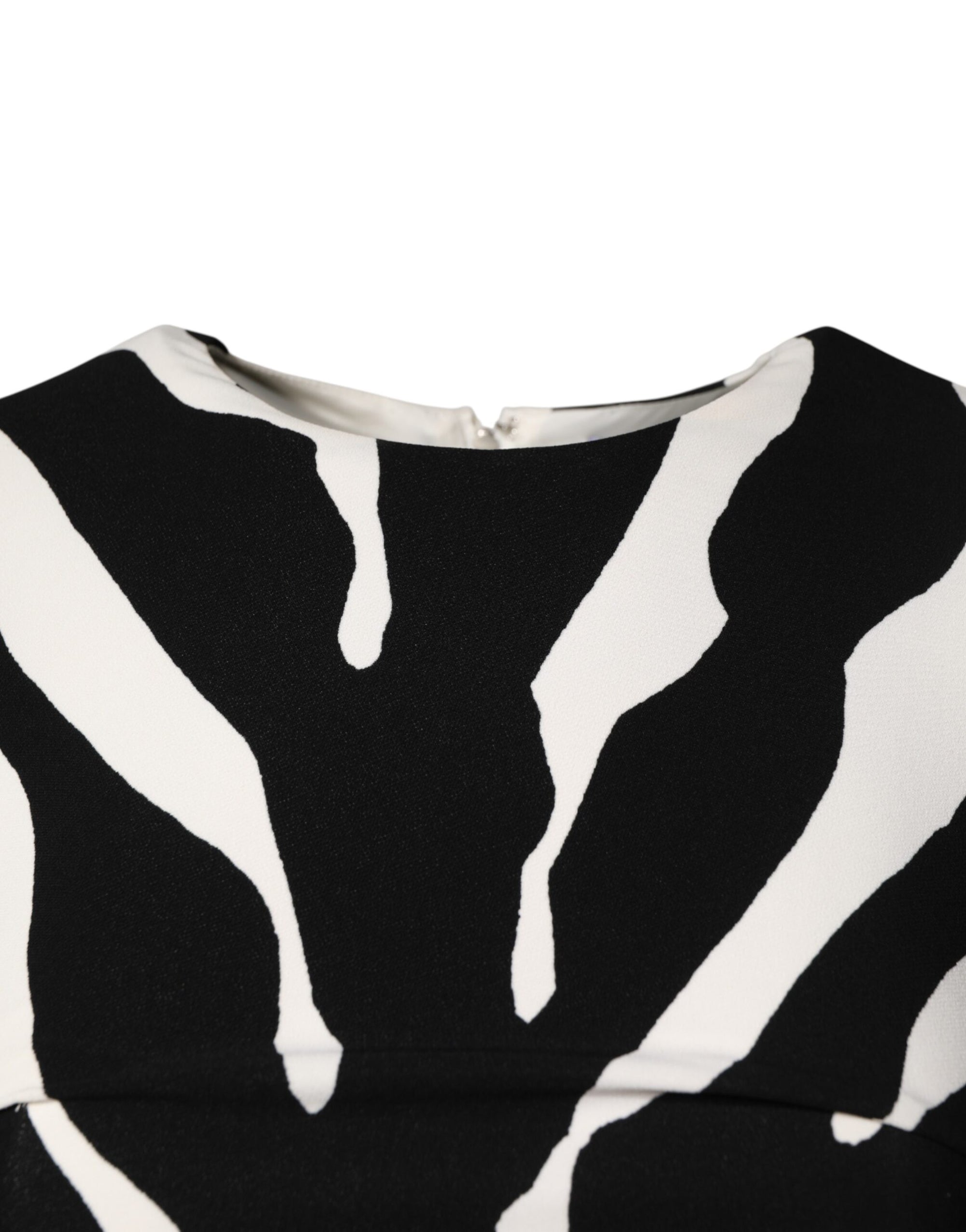 Dolce &amp; Gabbana Black White Zebra Viscose Sheath Midi Dress