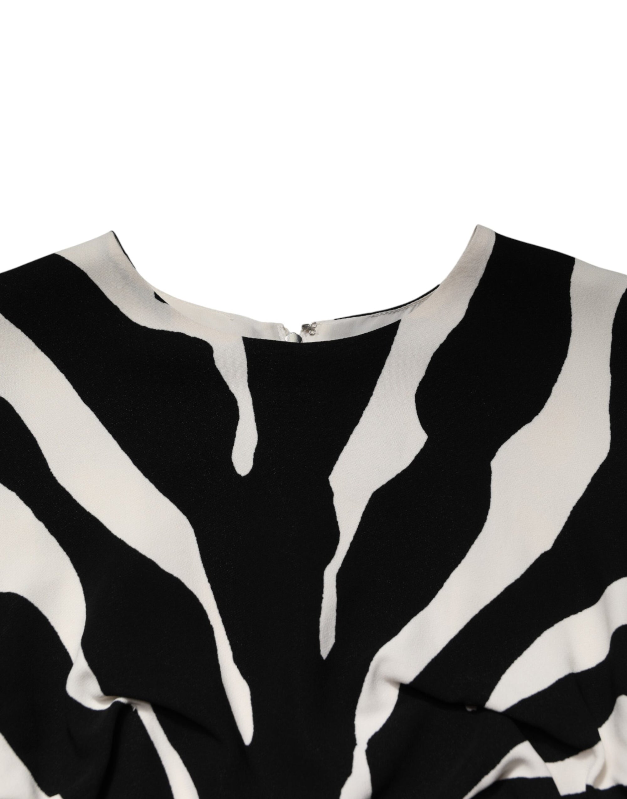 Dolce &amp; Gabbana Black White Zebra Viscose Sheath Midi Dress