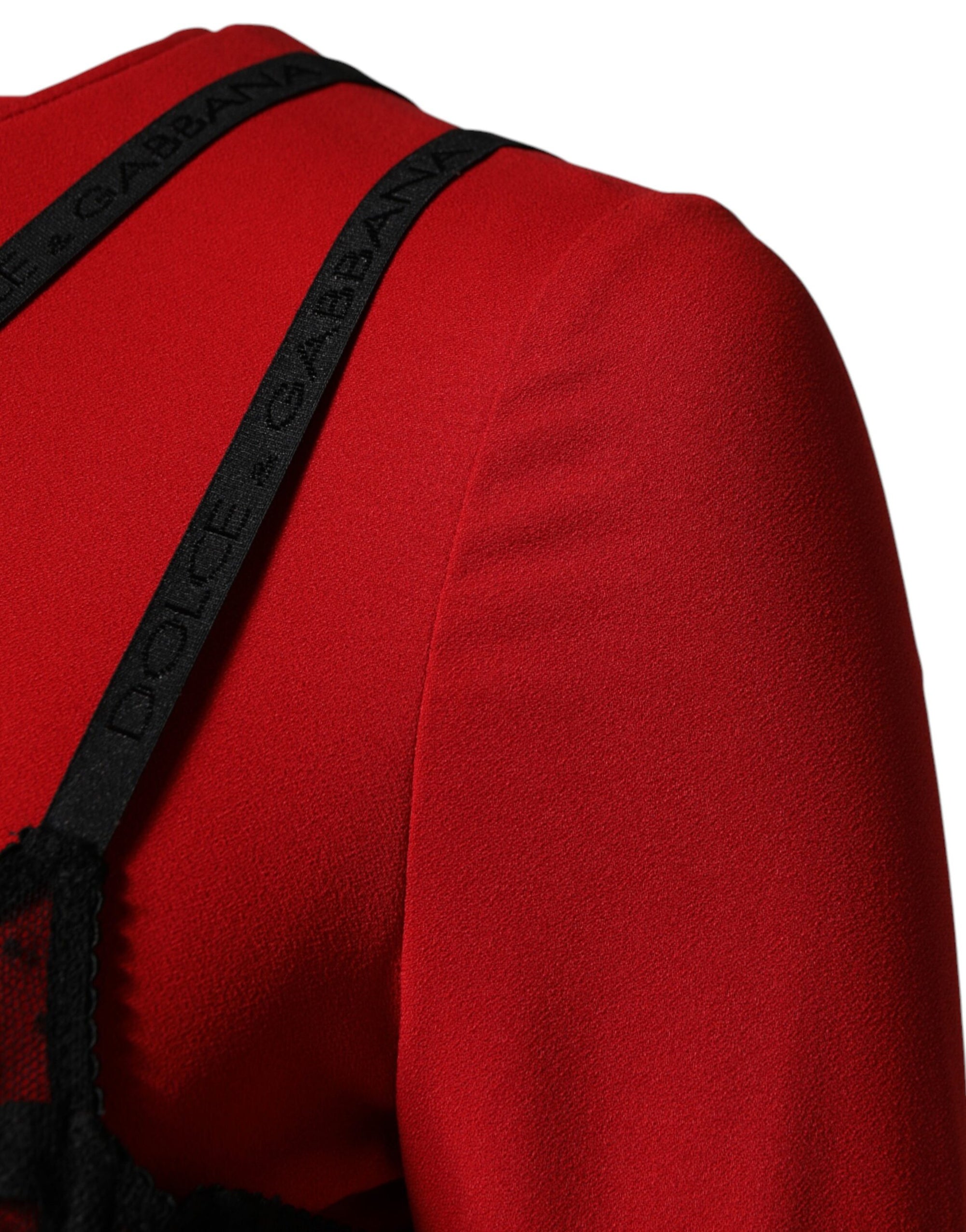 Dolce &amp; Gabbana Black Red Contrasting Bra Cady Midi Dress