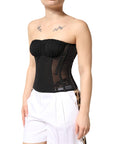 Dolce & Gabbana Black Silk Lace Bustier Corset Strapless Top