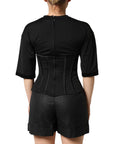 Dolce & Gabbana Black Cotton Bustier Corset Short Sleeves T-shirt