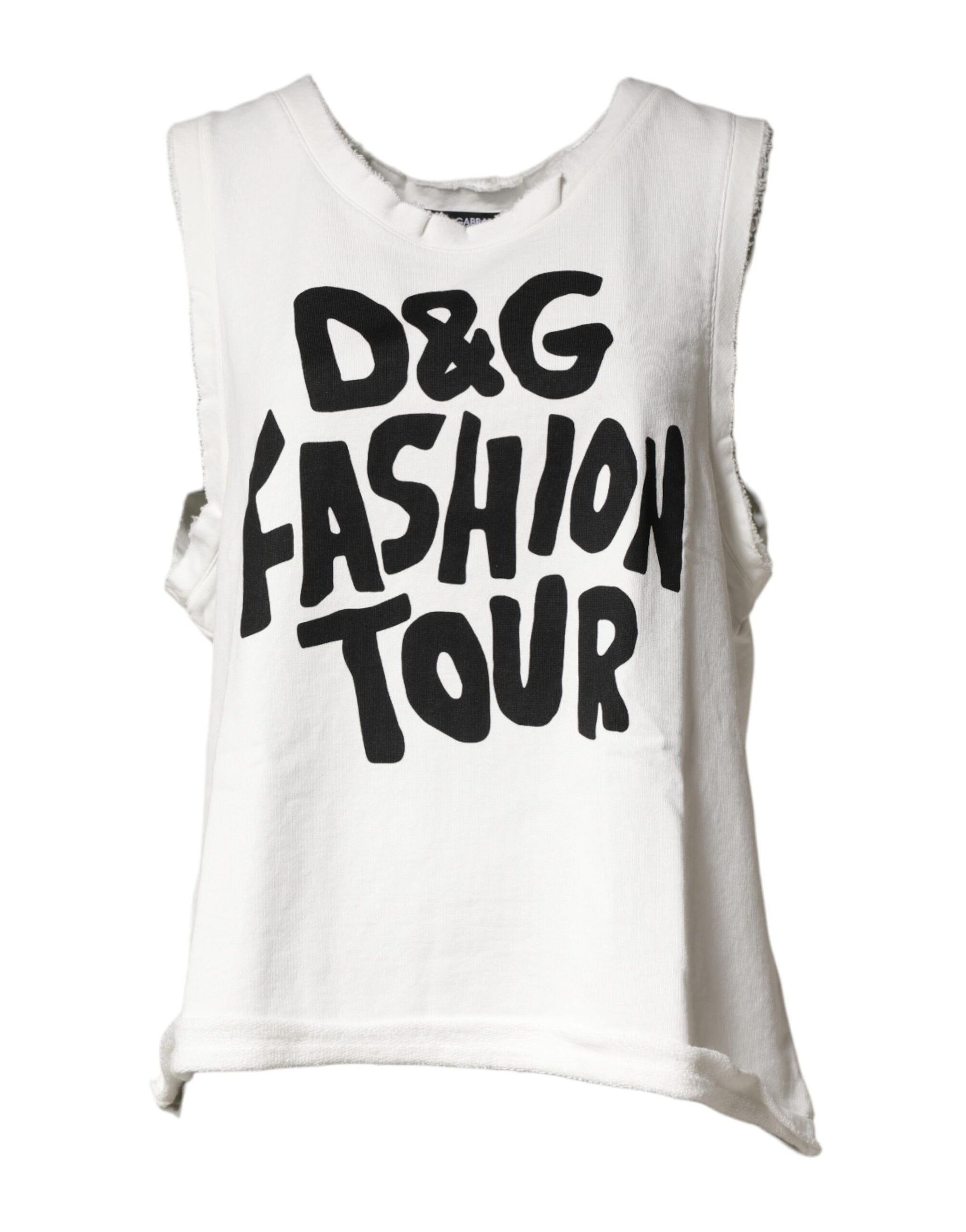 Dolce &amp; Gabbana White Graphic CrewNeck Sleeveless Tank T-shirt
