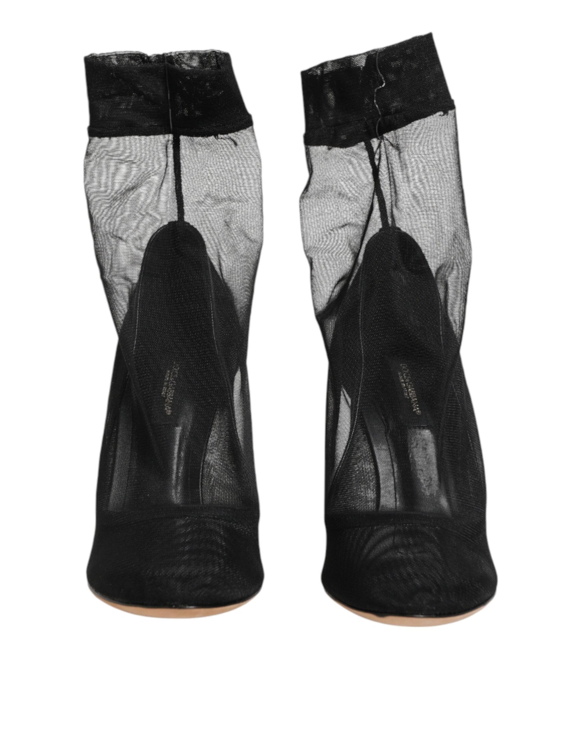 Dolce &amp; Gabbana Black Nylon Stretch Mesh Sock Boots  Shoes
