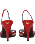 Valentino Garavani Red Leather Stiletto Heel Sandals