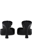 The Attico Black Leather Flat Sandals