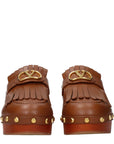 Valentino Garavani Brown Leather Slippers