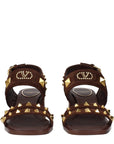 Valentino Garavani Brown Leather Strap-On Sandals