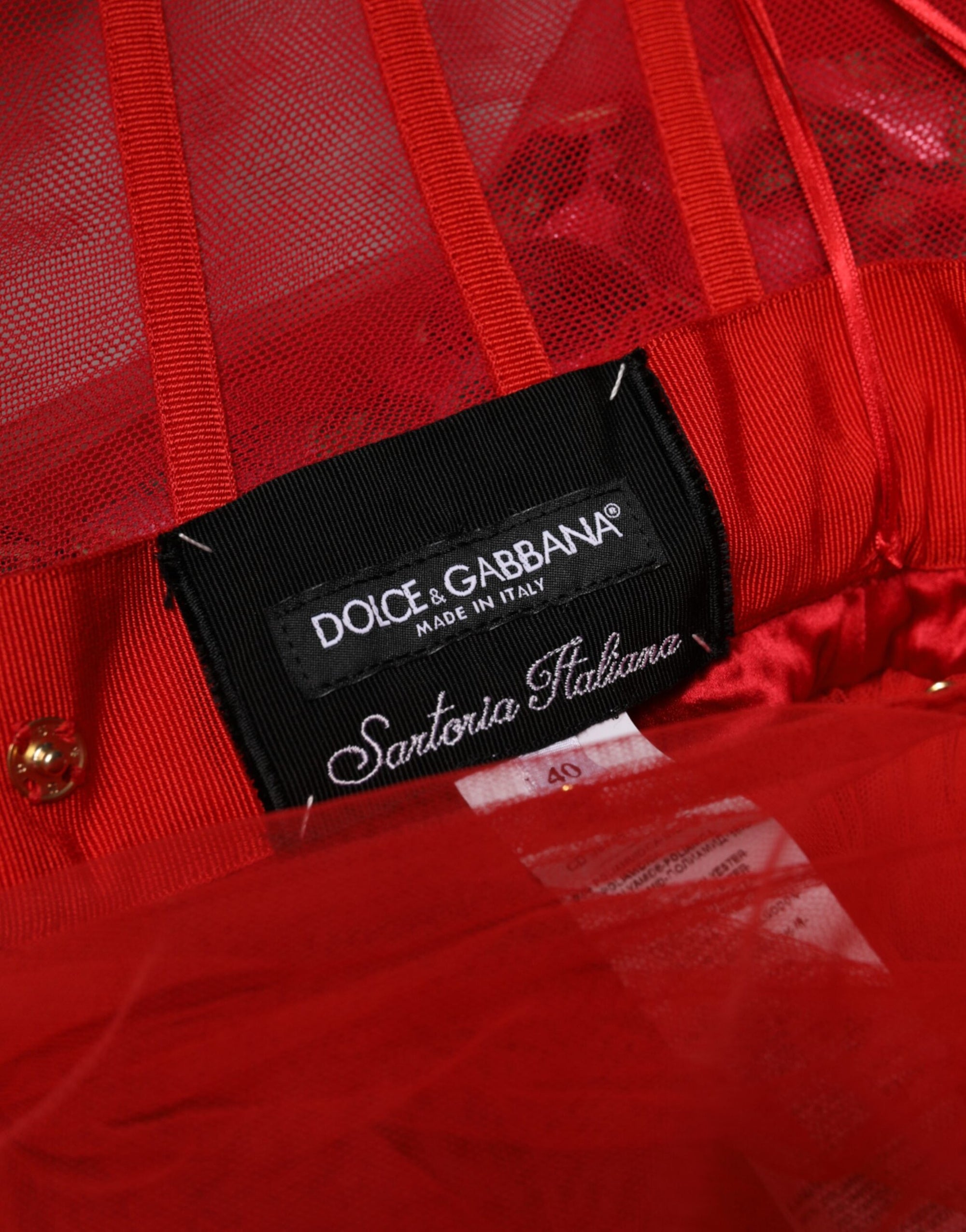Dolce &amp; Gabbana Red Floral Off Shoulder A-line Gown Dress
