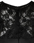 Dolce & Gabbana Black Lace Trim Cotton Sheath Midi Dress
