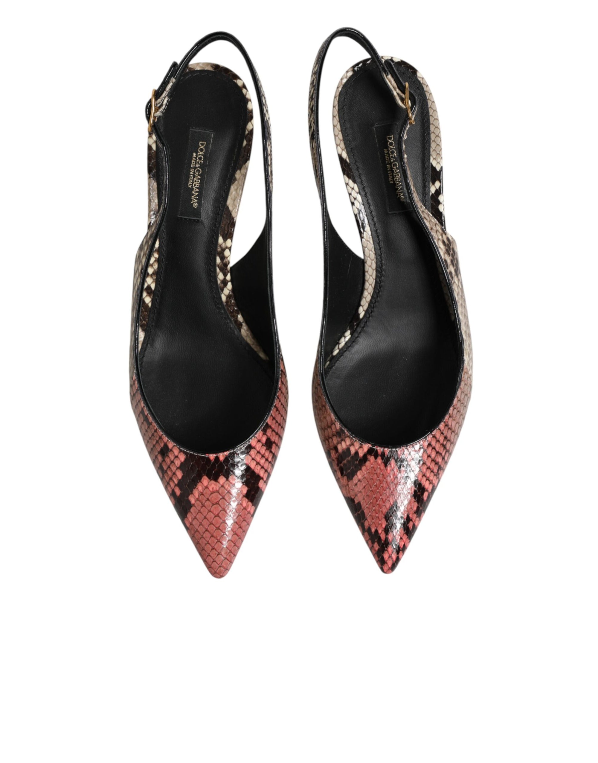 Dolce &amp; Gabbana Multicolor Leather Heels Slingback Shoes