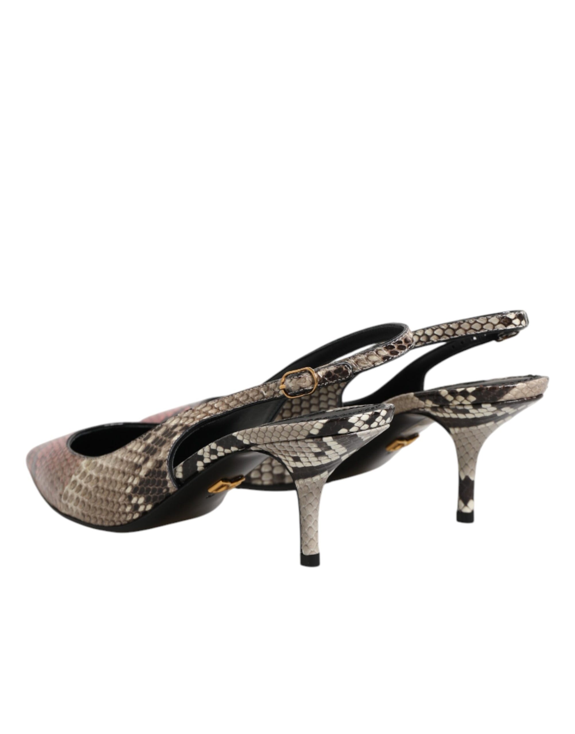Dolce &amp; Gabbana Multicolor Leather Heels Slingback Shoes