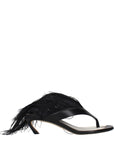Lanvin Black Leather Flip-Flop Sandals
