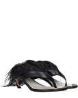 Lanvin Black Leather Flip-Flop Sandals