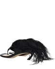 Lanvin Black Leather Flip-Flop Sandals