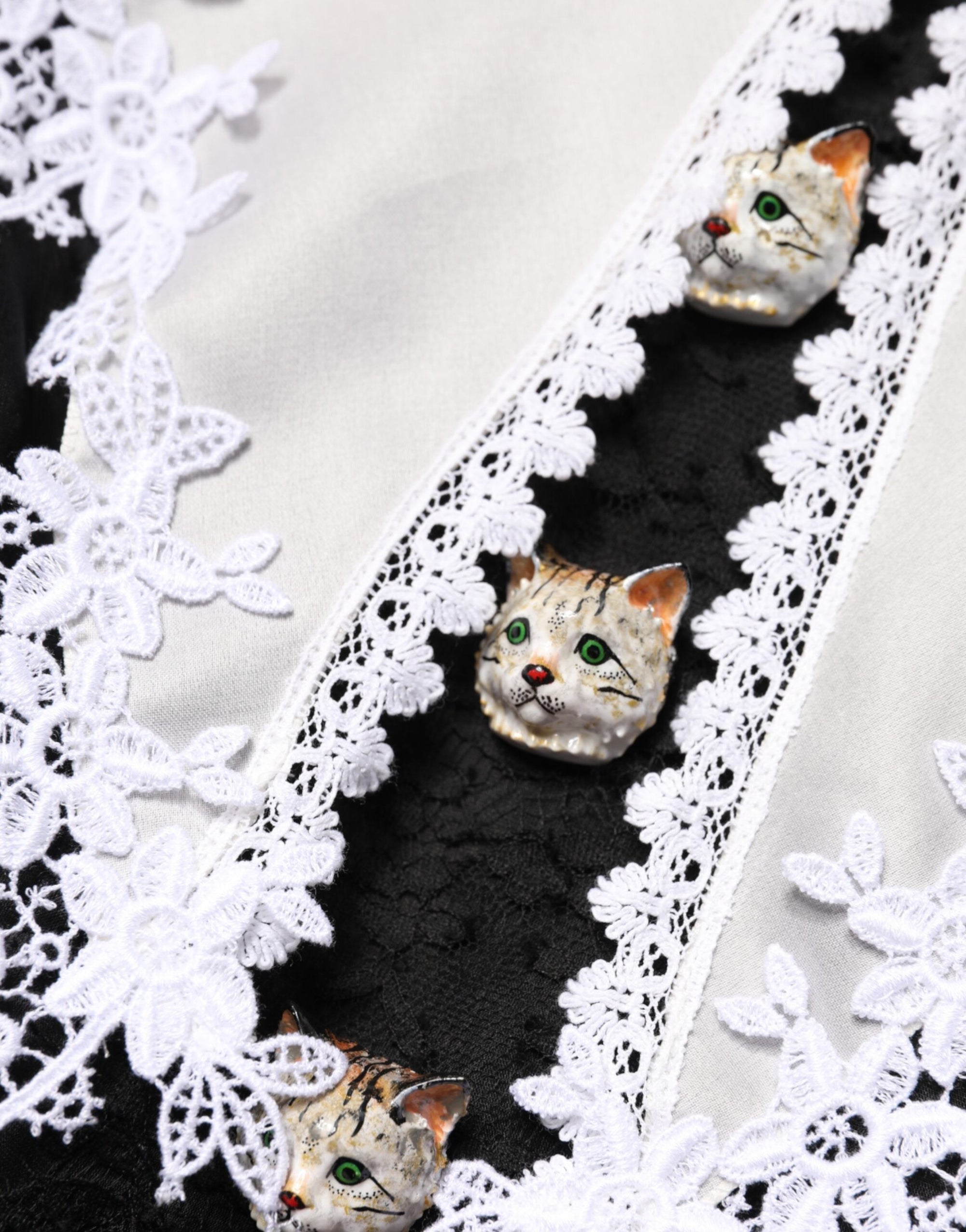Dolce &amp; Gabbana Black White Silk Macrame Lace Midi Dress