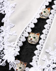 Dolce & Gabbana Black White Silk Macrame Lace Midi Dress