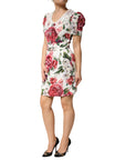 Dolce & Gabbana White Floral Embellished Sheath Mini Dress