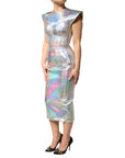 Dolce & Gabbana Silver Iridescent Bodycon Sheath Midi Dress