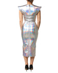 Dolce & Gabbana Silver Iridescent Bodycon Sheath Midi Dress