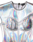 Dolce & Gabbana Silver Iridescent Bodycon Sheath Midi Dress