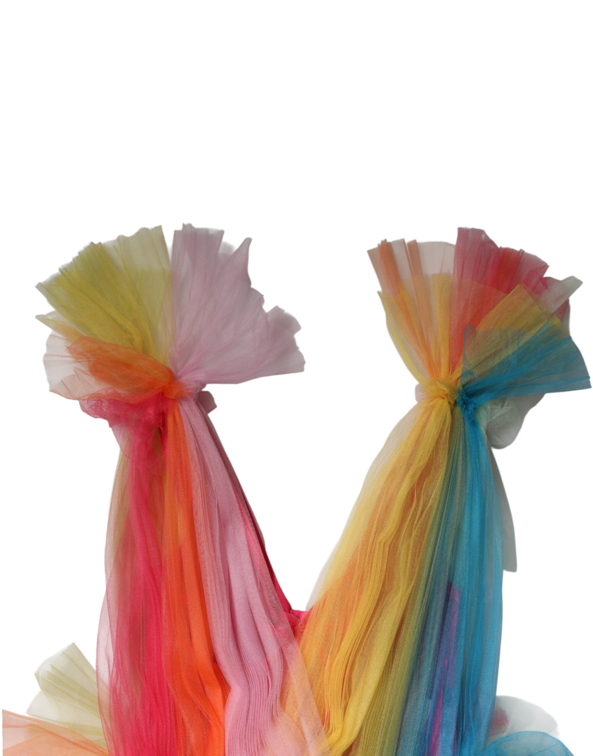 Dolce &amp; Gabbana Multicolor Nylon Tiered Tulle Midi Dress