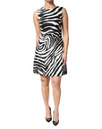 Dolce & Gabbana Black White Zebra Sleeveless A-line Dress