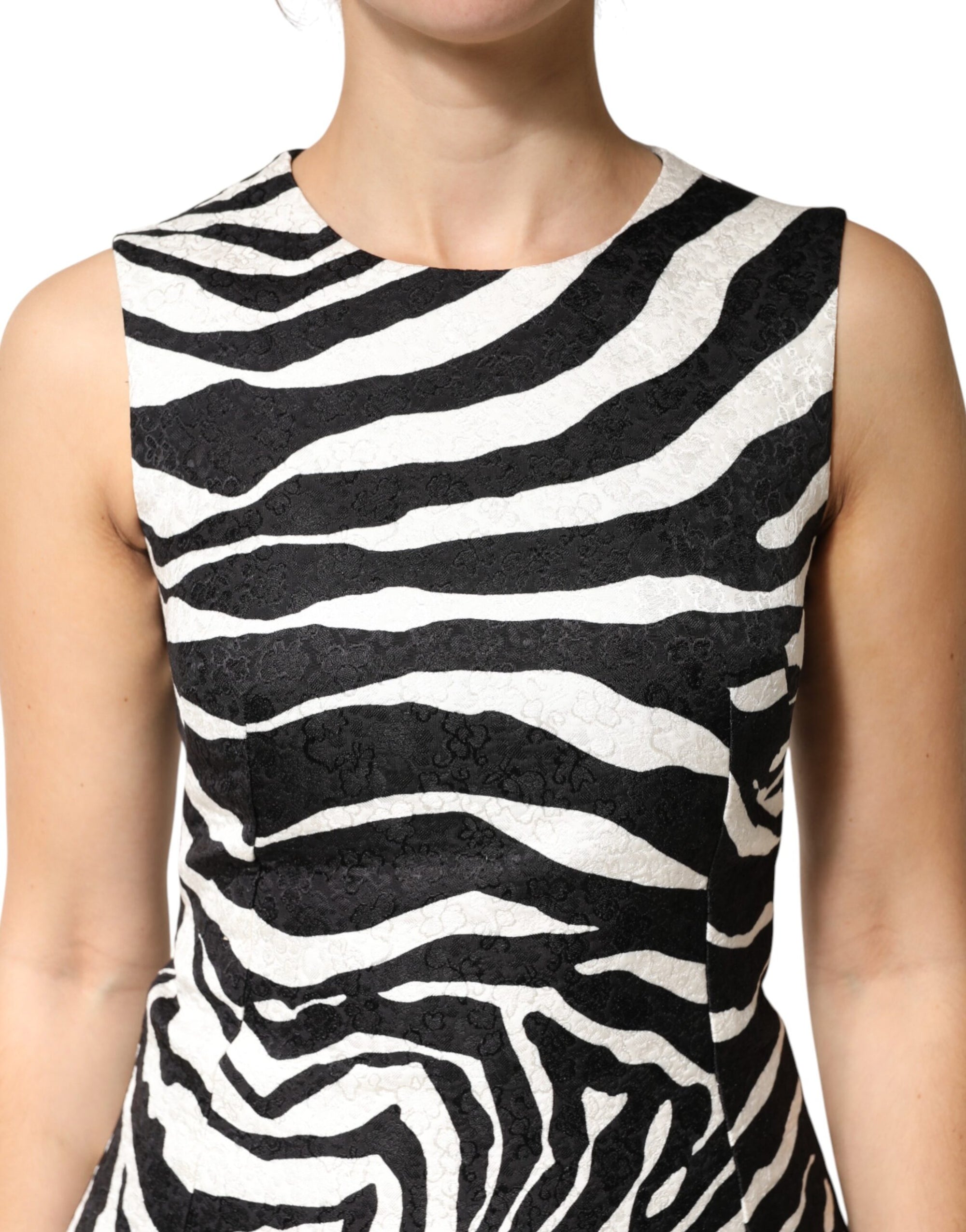 Dolce &amp; Gabbana Black White Zebra Sleeveless A-line Dress