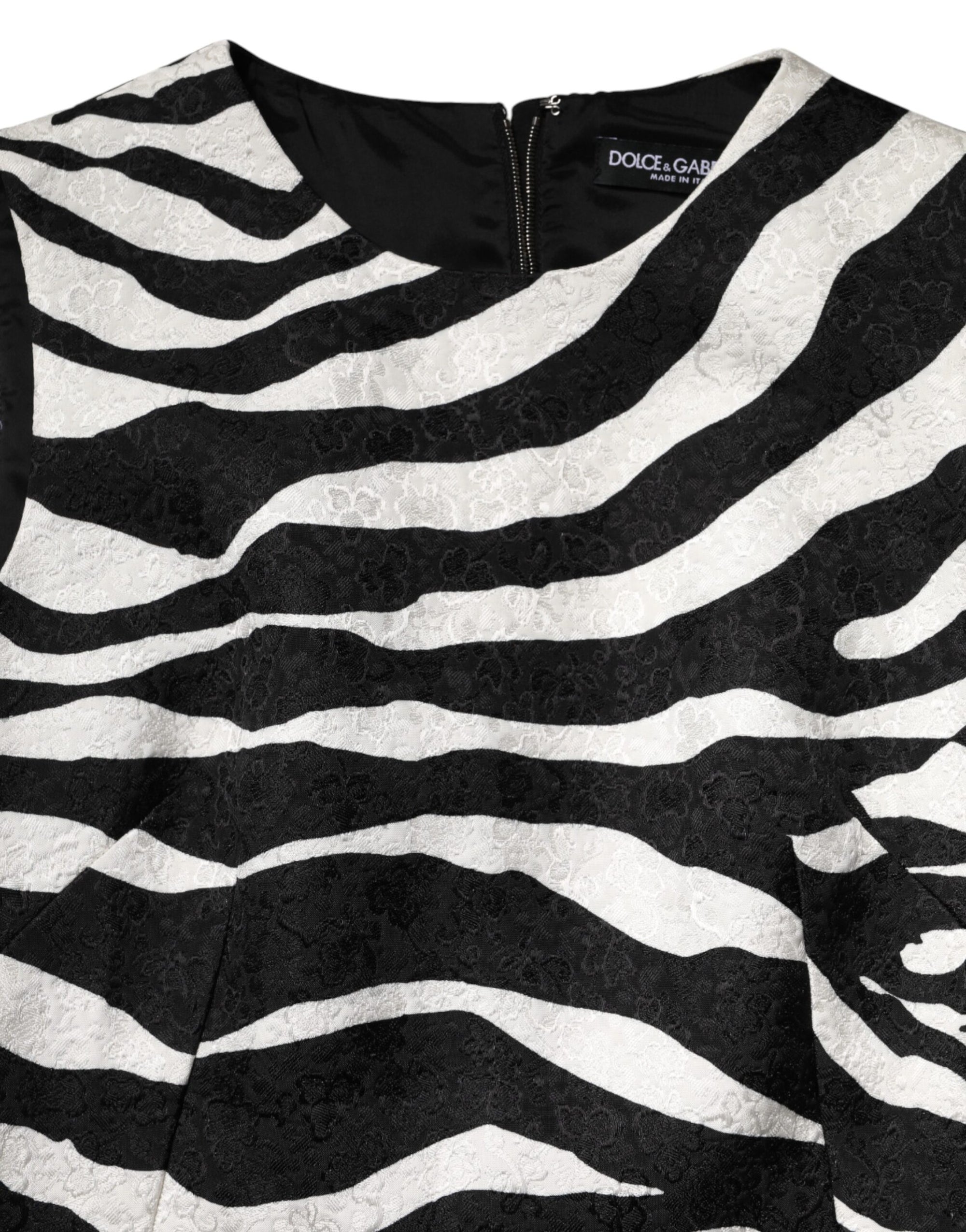 Dolce &amp; Gabbana Black White Zebra Sleeveless A-line Dress