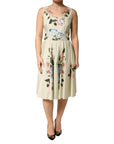 Dolce & Gabbana Beige Floral Sleeveless A-line Dress