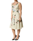 Dolce & Gabbana Beige Floral Sleeveless A-line Dress