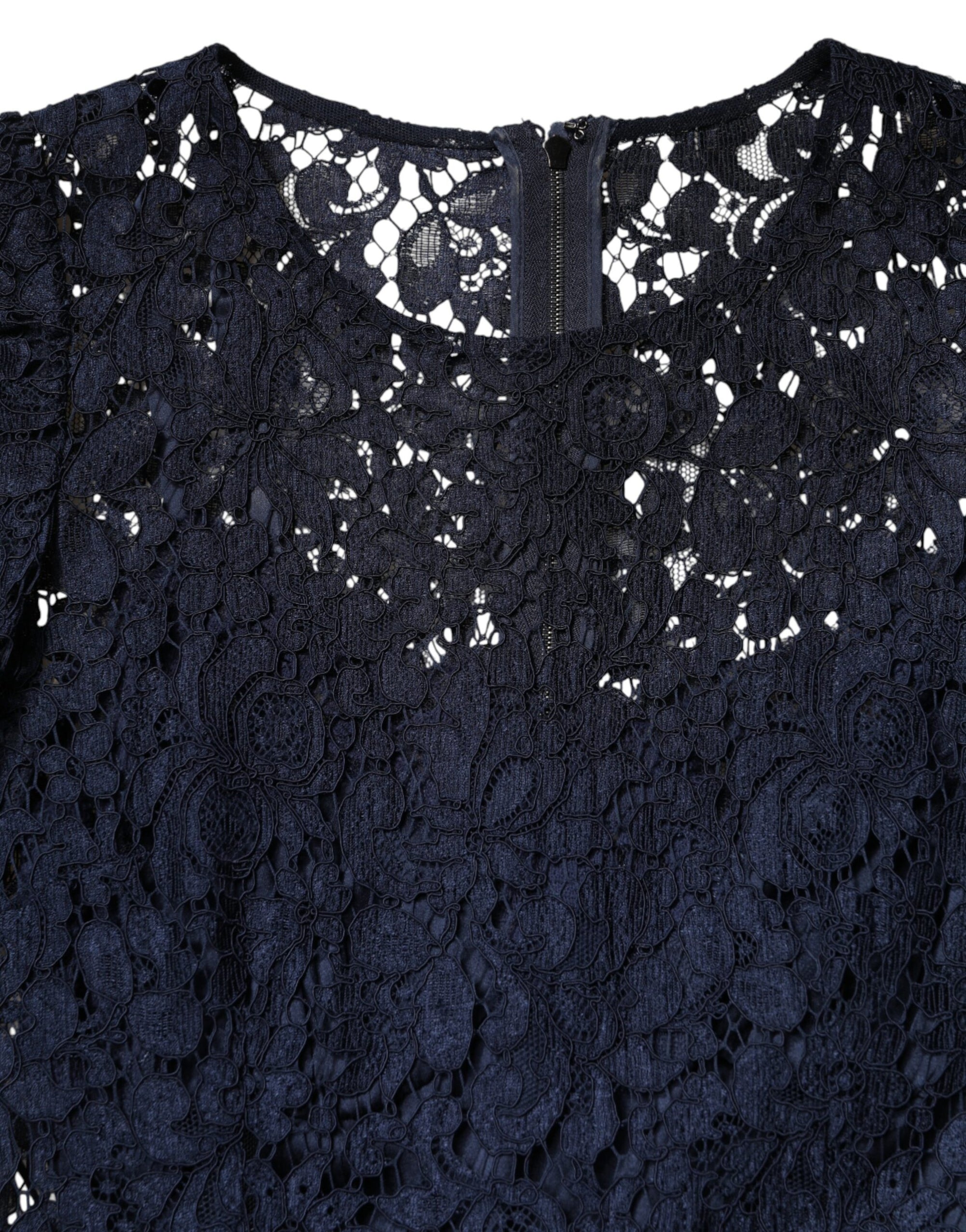 Dolce &amp; Gabbana Blue Lace Ruffle A-line Knee Length Dress