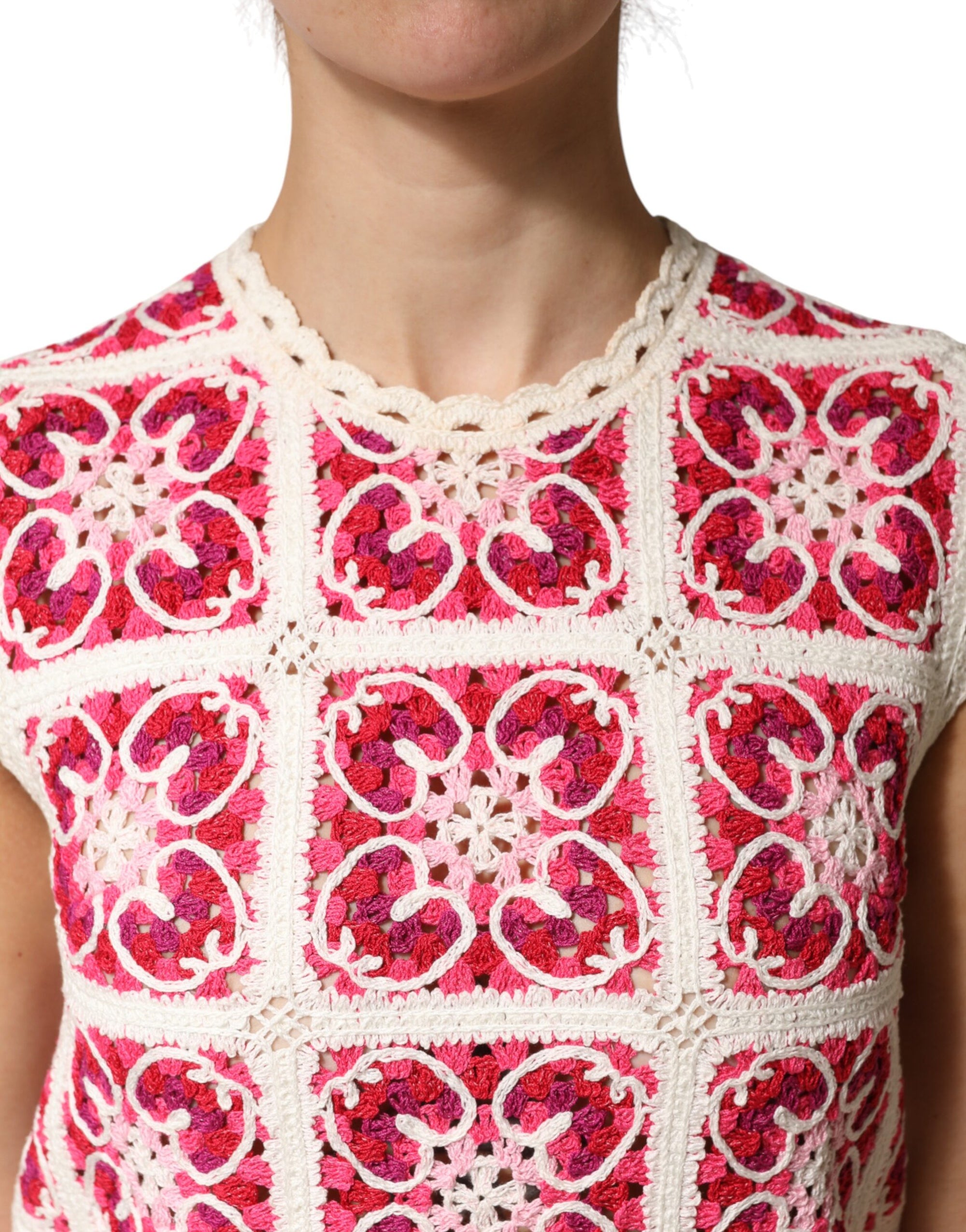 Dolce &amp; Gabbana Multicolor Brick Stitched Crochet Mini Dress