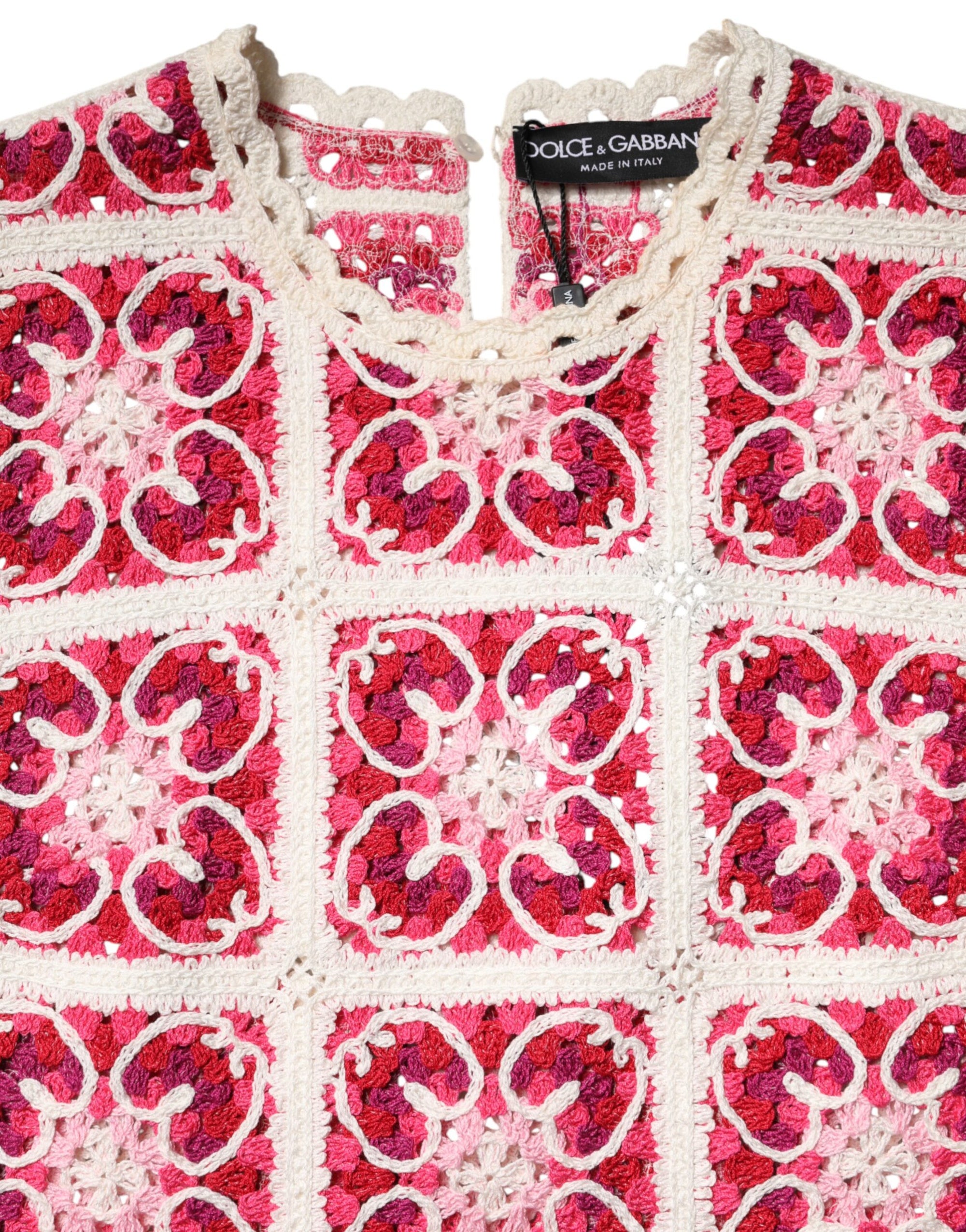 Dolce &amp; Gabbana Multicolor Brick Stitched Crochet Mini Dress