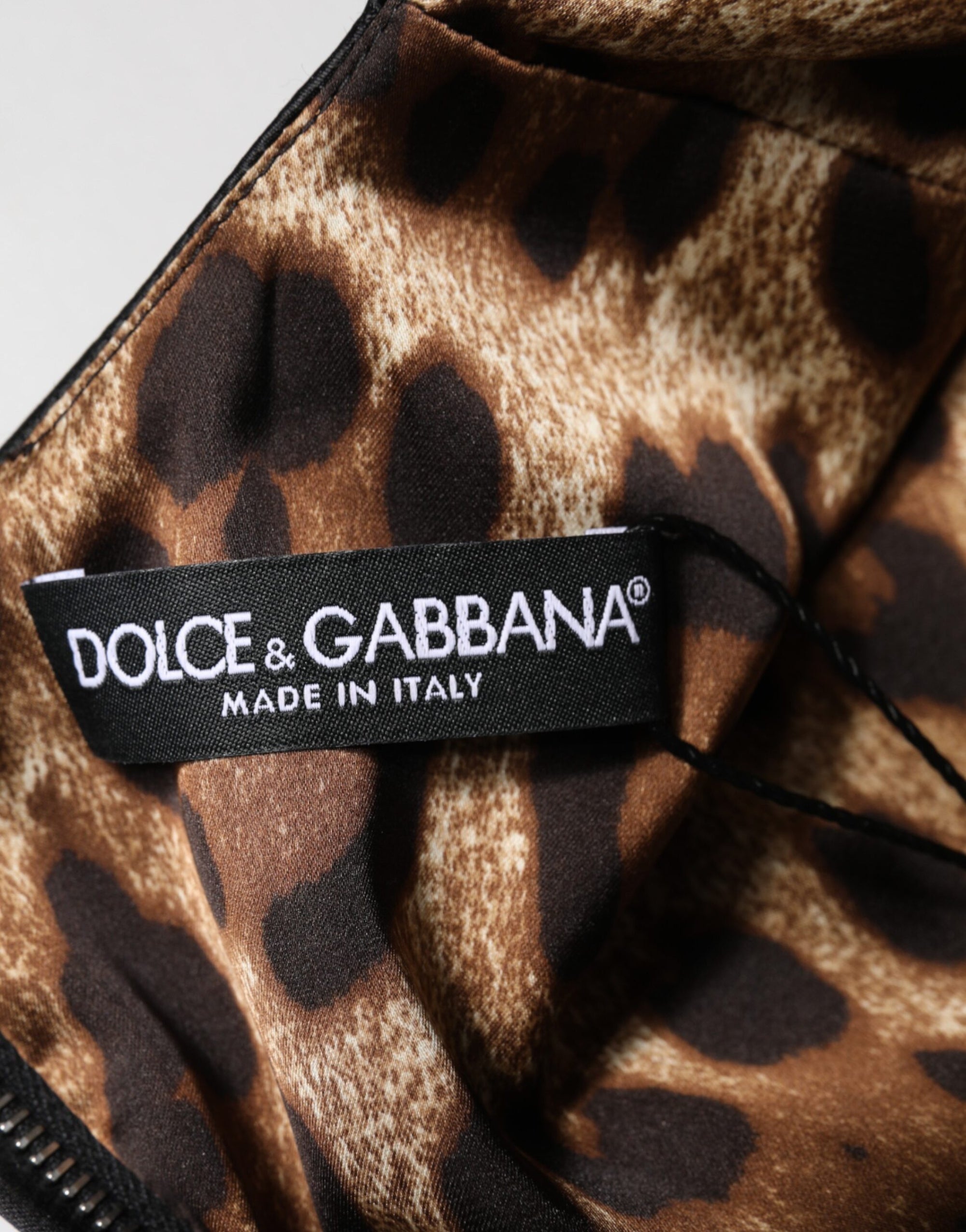 Dolce &amp; Gabbana Black Satin Sheath Midi Cap Sleeves Dress