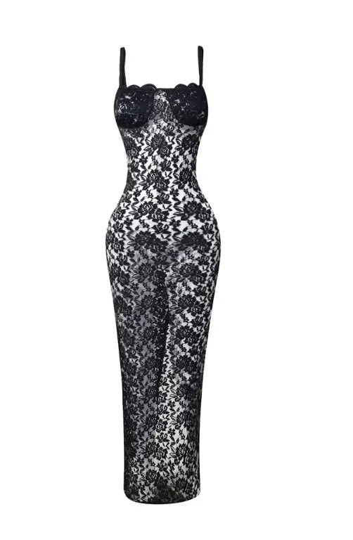 Abito lungo in pizzo Zadie Estefy-shop