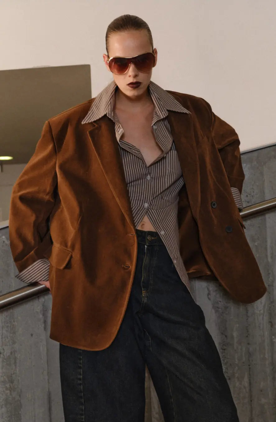 Blazer oversize in camoscio sintetico Fijame