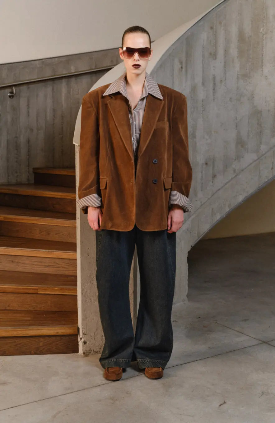Blazer oversize in camoscio sintetico Fijame