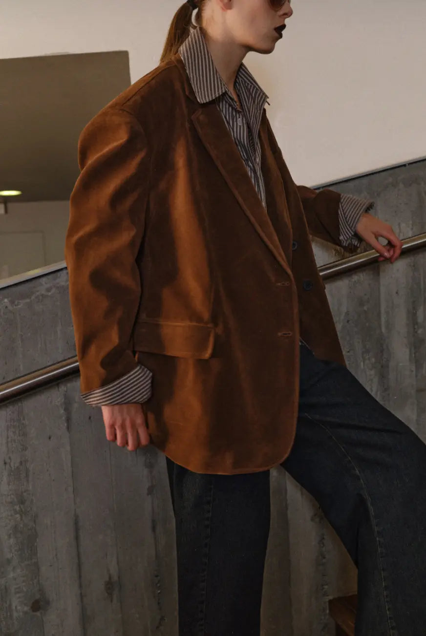 Blazer oversize in camoscio sintetico Fijame