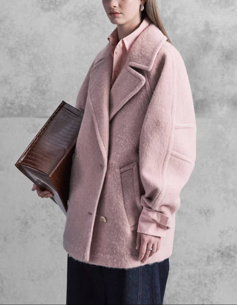 Cappotto oversize rosa cipria