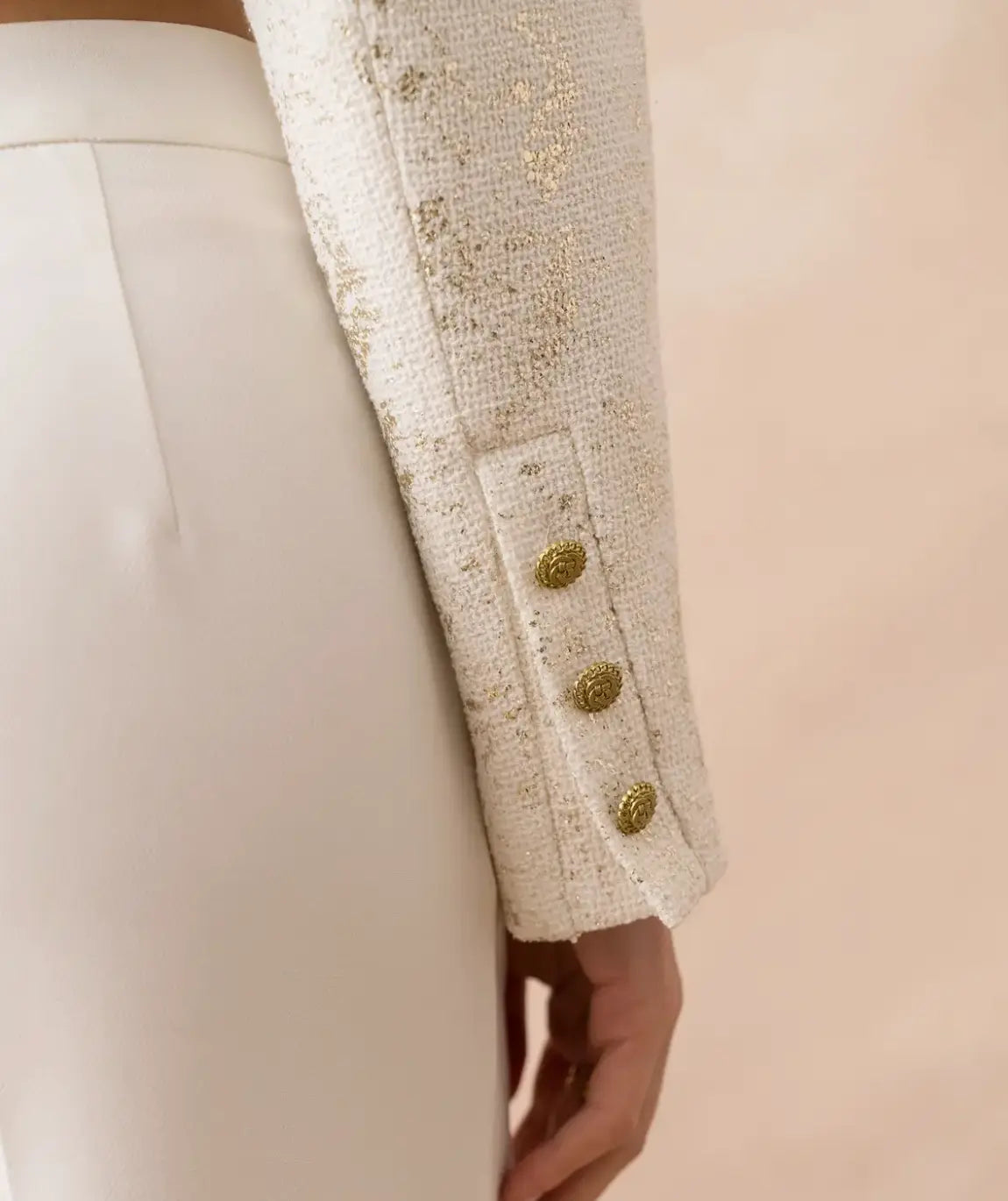 Giacca corta in tweed écru Estefy-shop