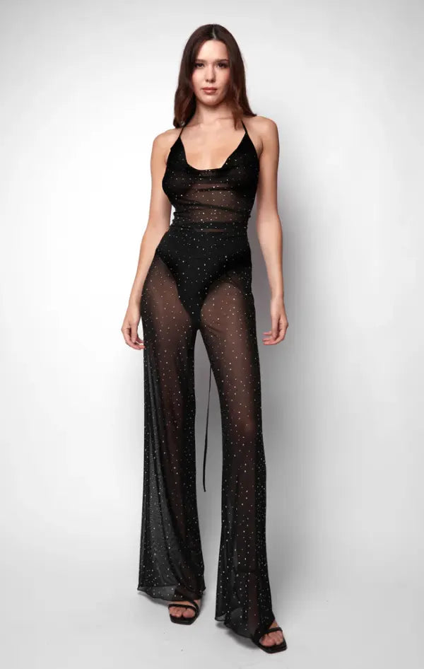 Pantaloni in rete nera Nina Estefy-shop