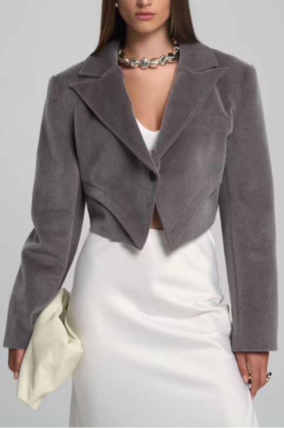 Giacca grigia monopetto FIJAME da donna, taglio elegante