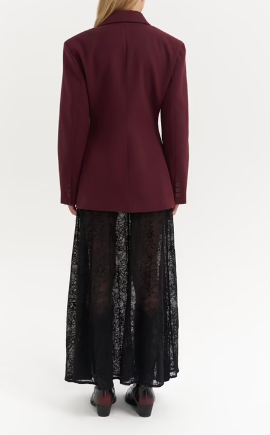 Blazer donna bordeaux elegante vista posteriore con taglio strutturato