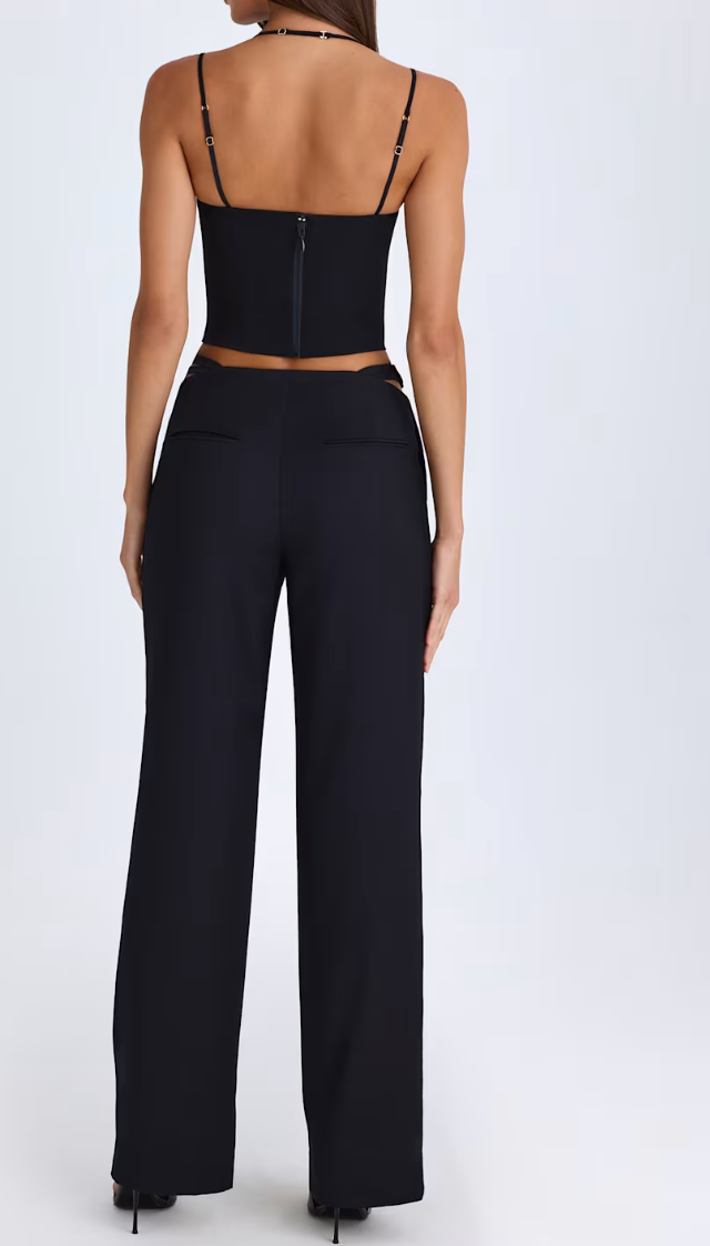 Pantaloni a palazzo neri FIJAME con dettagli