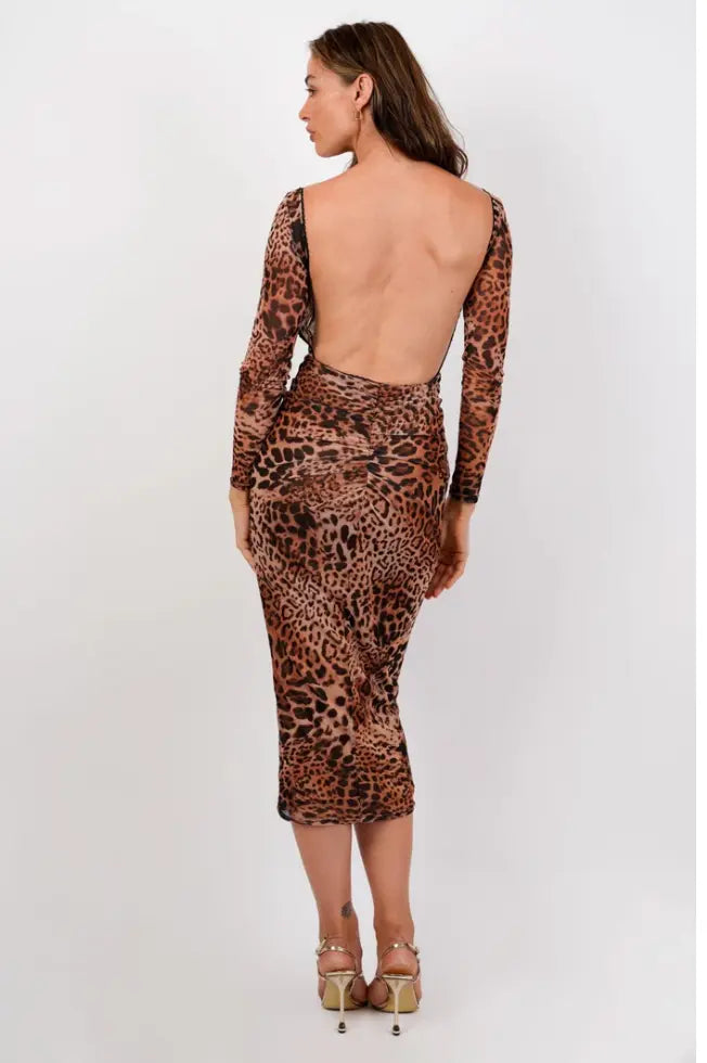 Vestito midaxi Kendra Leopard Estefy-shop